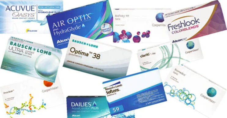 acuvue oasys, airoptix hydraglyde, bausch+lomb optima 38, bausch + lomb ultra, cooper vision biomedics toric, cooper vision clariti.